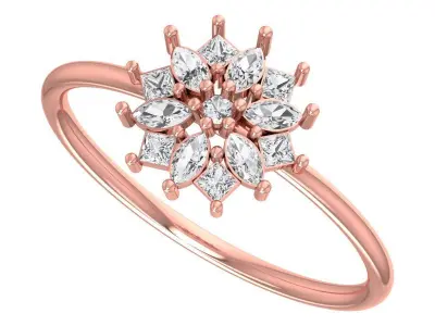 Solitaire Women Light Weight Princess marquise stone Band Ring 3D print model