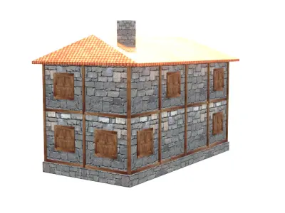 medieval house low poly village town residential house  72 Low-poly 3D model