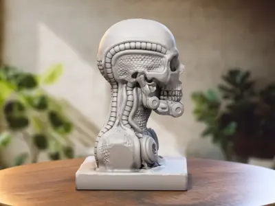 Robot Skull dragon bust Cyborg skull dragon 3D print model purchase