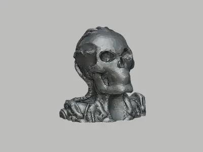 Low-poly Robot Skull Headphone Stand Cyborg Headset Stand 3D print model