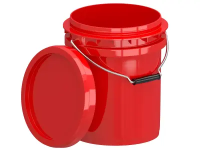 Food Grade 5l Plastic Bucket Red 3D model
