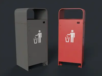 Street Trash Can 12 PBR Game Ready Low-poly 3D model