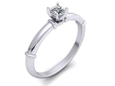 Round diamond wedding set ring 3D print model
