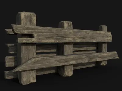 wooden baricade Low-poly 3D model