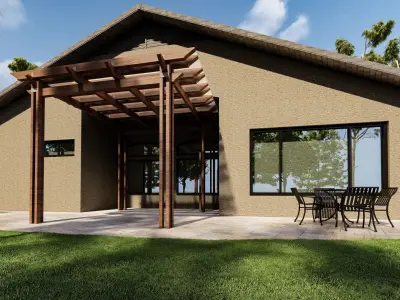exterior home architecture building backyard 3D model