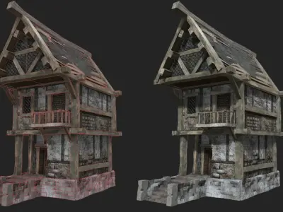Old Medieval Tavern Low-poly 3D model