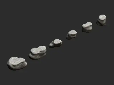 Short Flat Rocks - White 2 Low-poly 3D model