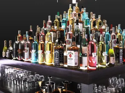 Cocktail Bar-Island Cafe-Restaurant Low-poly 3D model