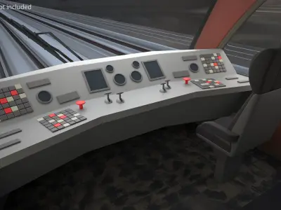  Red Diesel Train with First Class and Second Class Wagons 