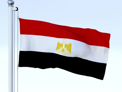 Animated Egypt Flag Low-poly 3D model