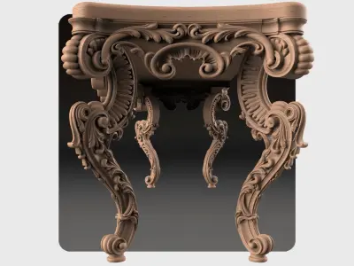 Carved tv table for CNC 04 3D model