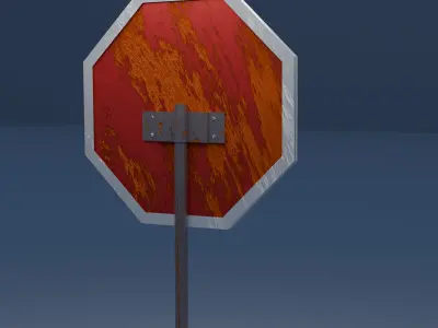 Rusted STOP Sign Low-poly 3D model