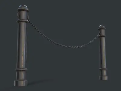 Street Bollard 02 PBR Game Ready Low-poly 3D model