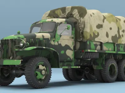 World War II Tactical Supply Truck Camo Simplified 3D model