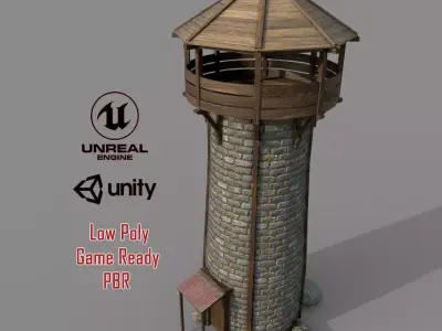 Watch Tower Low-poly 3D model shop