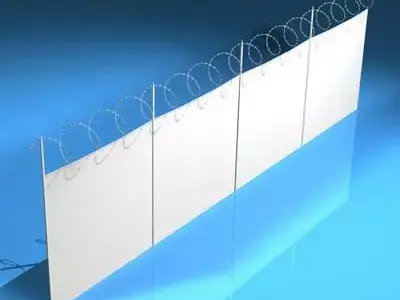 Fence with barbed wire 3D model