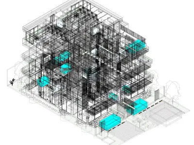 Edificio residencial en la playa Low-poly 3D model
