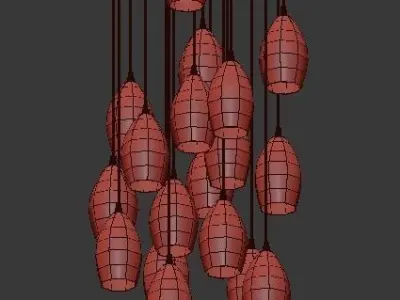 Untitled pendant light with multiple glass bulbs hanging from it 3D model