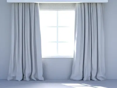 Curtain empty room with and wooden floor 3D model
