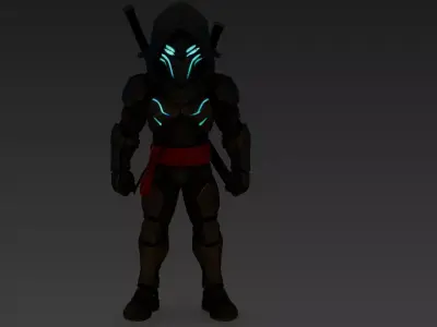 Powerful Futuristic Ninja Assassin Stylized 3D Character Model 3D model