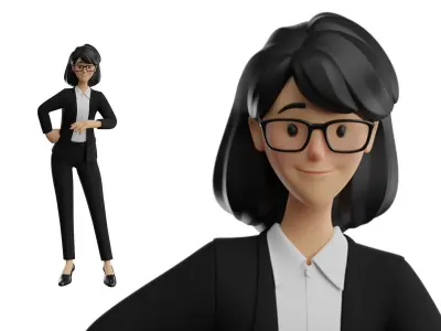 Business Office Secretary Woman Character Rigged Low-poly 3D model