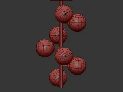 Oderem gold ceiling light with five glass globes 3D model