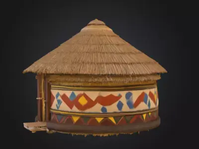 Traditional Circular Hut Low-poly 3D model