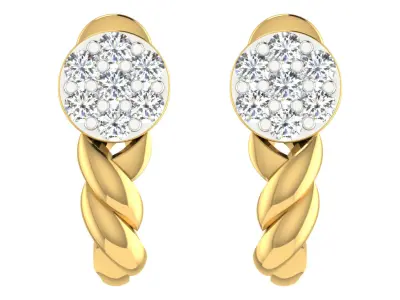 light weight  Yellow gold diamond earring 3D print model purchase