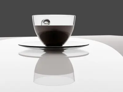 Realistic Cup of coffee on saucer Low-poly 3D model