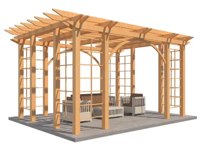Pergolas Set 1 pergola gazebo plans Low-poly 3D model