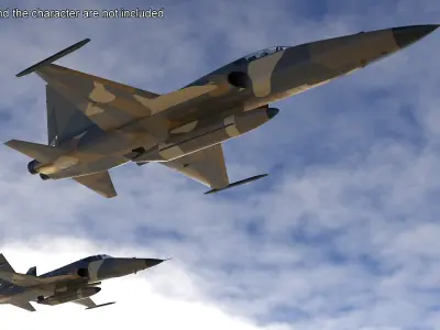  Sand Camouflaged Military Fighter Jet Rigged for Cinema 4D 