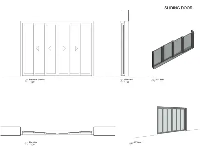Revit Parametric Sliding Door 3D model