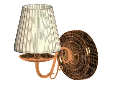 Classic Gold Wall Sconce with Fabric Lampshade 3D model