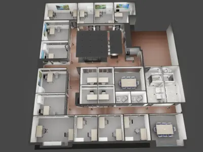 OFFICE FLOOR LOWPOLY AND PBR READY FOR GAMES AND ANIMATIONS Low-poly 3D model