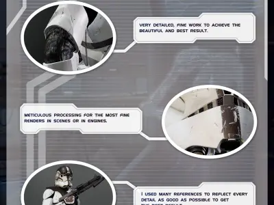 Clone Trooper Phase 2 AT-TE Gunner Rigged Low-poly 3D model