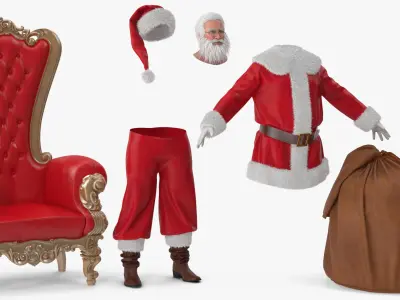  Santa Claus with a Bag and a Throne Chair 2 