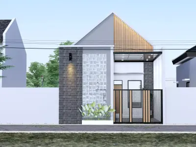 Architecture One Floor Modern House Full Interior Furniture 3D model