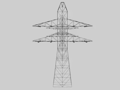 Metallic Electricity Utility Pylon Low-poly 3D model