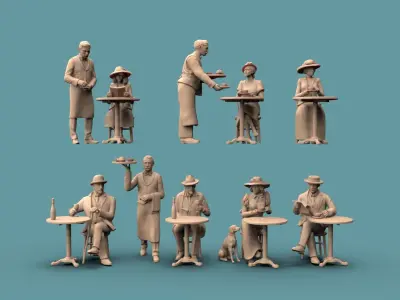 Waiters and Clients 3D print model