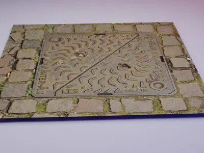 Cover manhole 01 Low-poly 3D model