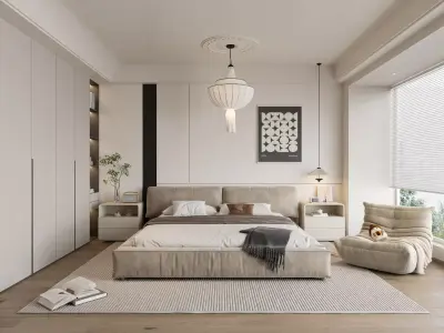 Modern Neutral Master Bedroom 3D model