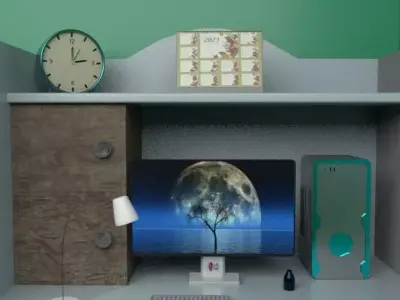CoModern mputer Desk 3D model