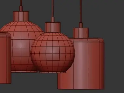 Sintra five light pendant with glass bulbs hanging from metal... 3D model