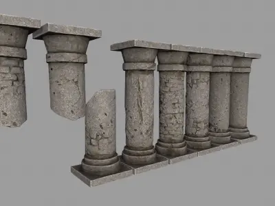 pillar set 2 pillars and columns in style of ancient roman ar... Low-poly 3D model