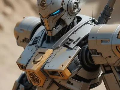 Desert Battle Mech 3D Model Robot Rifle Sci-Fi Armor Design Low-poly 3D model