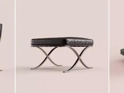Barcelona 3d collection - chair - daybed - stool 3D model