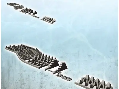 Set of anti-tank fortifications with dragon teeth 1 - World War  3D print model