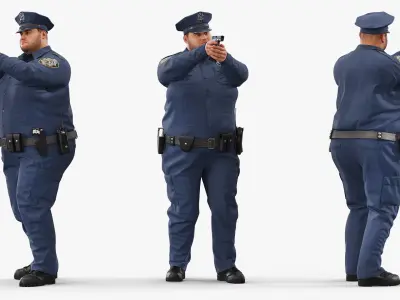  Overweight NYPD Officer Aiming Handgun Fur 