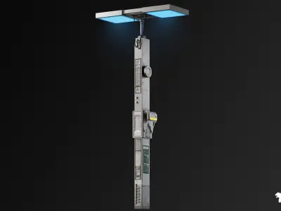 Cyberpunk Street Lights Low-poly 3D model