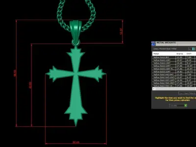 Light Gold 18K Cross Pendant 1CP004 3D print model